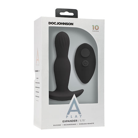 Plug anal de silicona recargable A-Play EXPANDER con control remoto negro