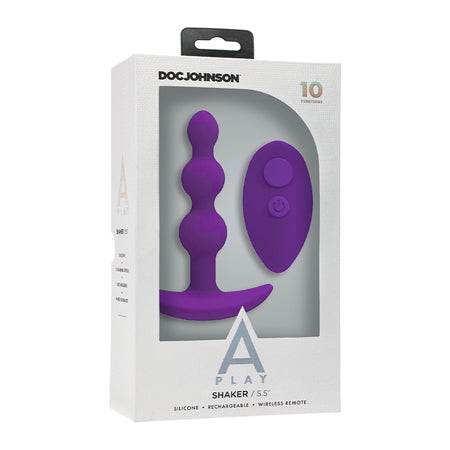 A-Play BEADED VIBE Plug anal de silicona recargable con control remoto morado