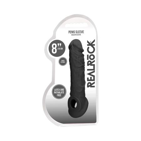Arnés extensor de pene RealRock Skin de 8 pulgadas, color negro