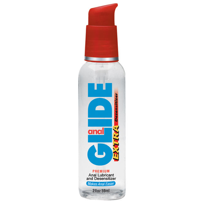 Lubricante desensibilizante a base de agua Body Action Anal Glide Extra de 2 onzas líquidas