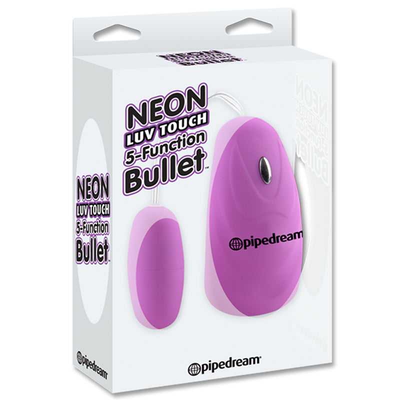 Vibrador bala con control remoto Neon Luv Touch de 5 funciones, color morado, de Pipedream