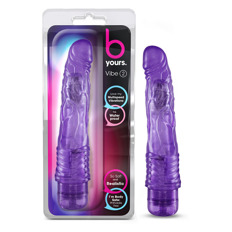 Blush B Yours Vibe 2 Consolador vibrador realista de 9 pulgadas morado