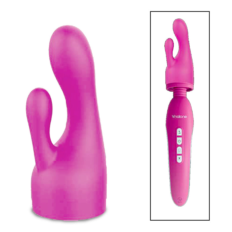 Accesorio de estimulación dual de silicona Nalone Pebble para vibradores Electro y Rock Wand, color rosa