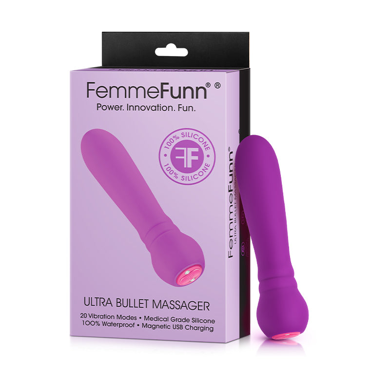 Masajeador de bala ultra recargable FemmeFunn, vibrador de silicona morado
