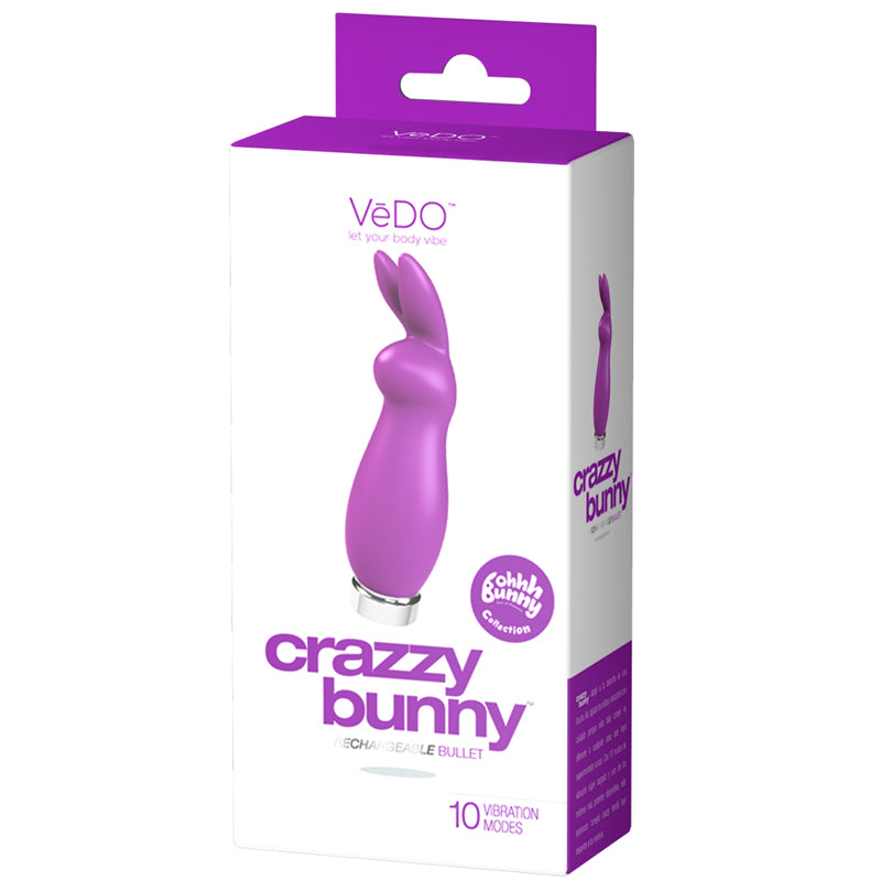 Mini vibrador recargable VeDO Crazzy Bunny - Morado perfecto