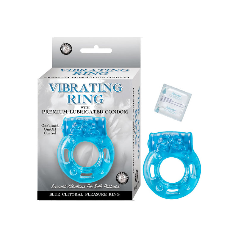 Anillo vibrador azul para el placer del clítoris