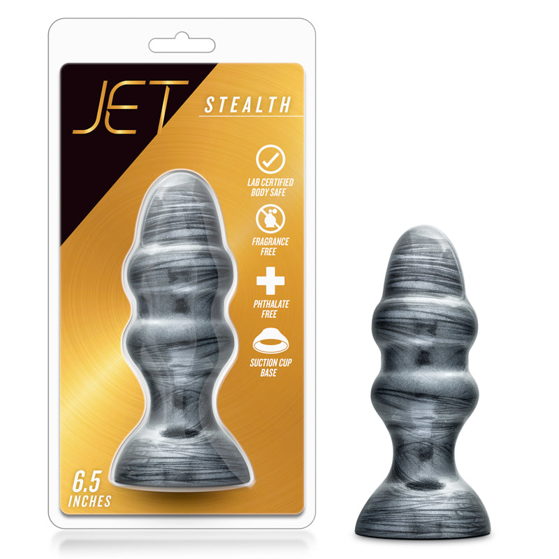Plug anal Blush Jet Stealth de 16,5 cm, color negro metálico