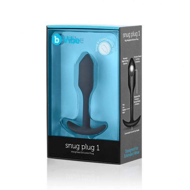 Tapón anal de silicona con peso b-Vibe Snug Plug 1, color negro