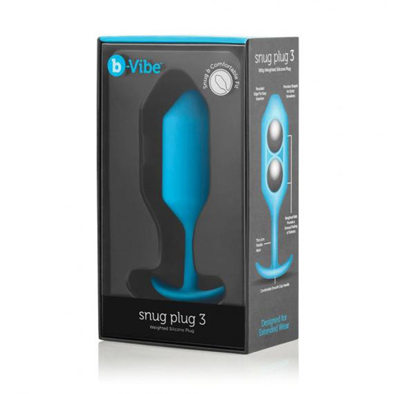 Tapón anal de silicona con peso b-Vibe Snug Plug 3, color verde azulado