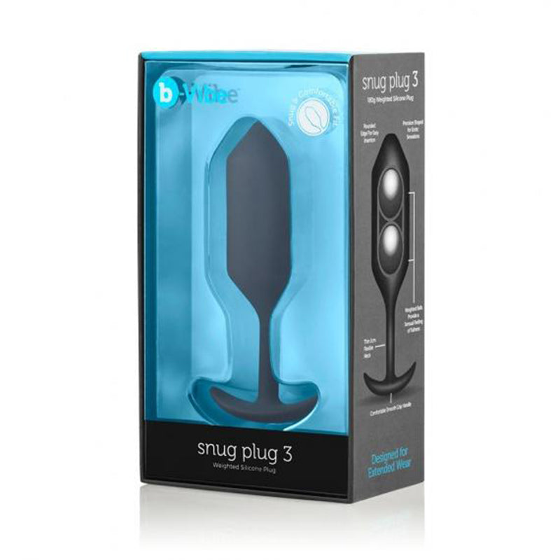 Tapón anal de silicona con peso b-Vibe Snug Plug 3, color negro