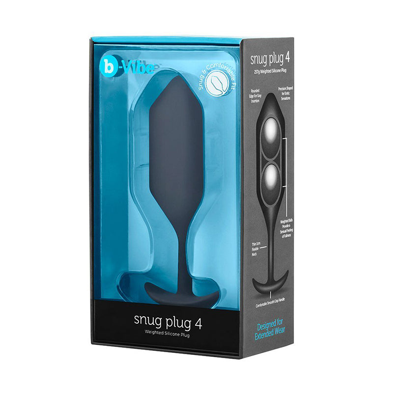 Tapón anal de silicona con peso b-Vibe Snug Plug 4, color negro