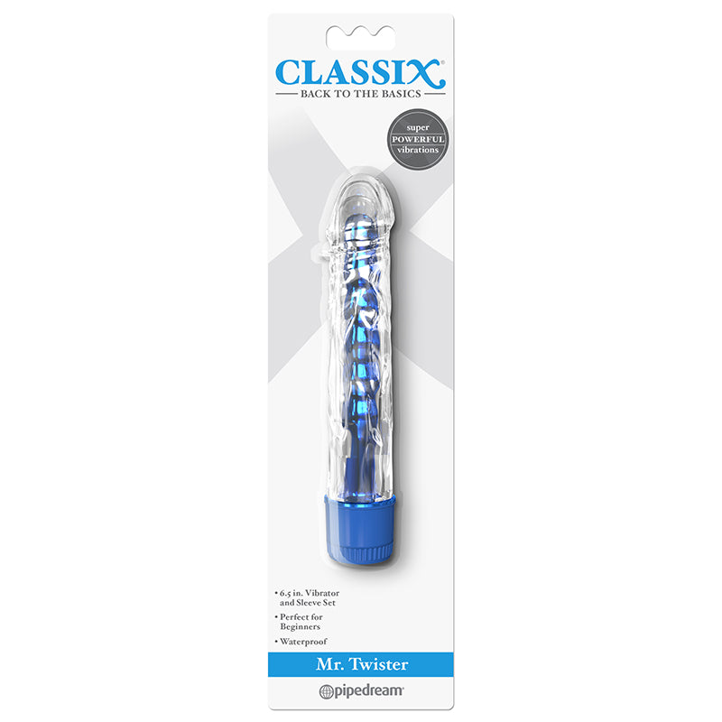 Pipedream Classix Mr. Twister - Juego de vibrador y funda (6,5"), color azul