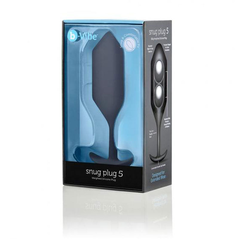 Tapón anal de silicona con peso b-Vibe Snug Plug 5, color negro