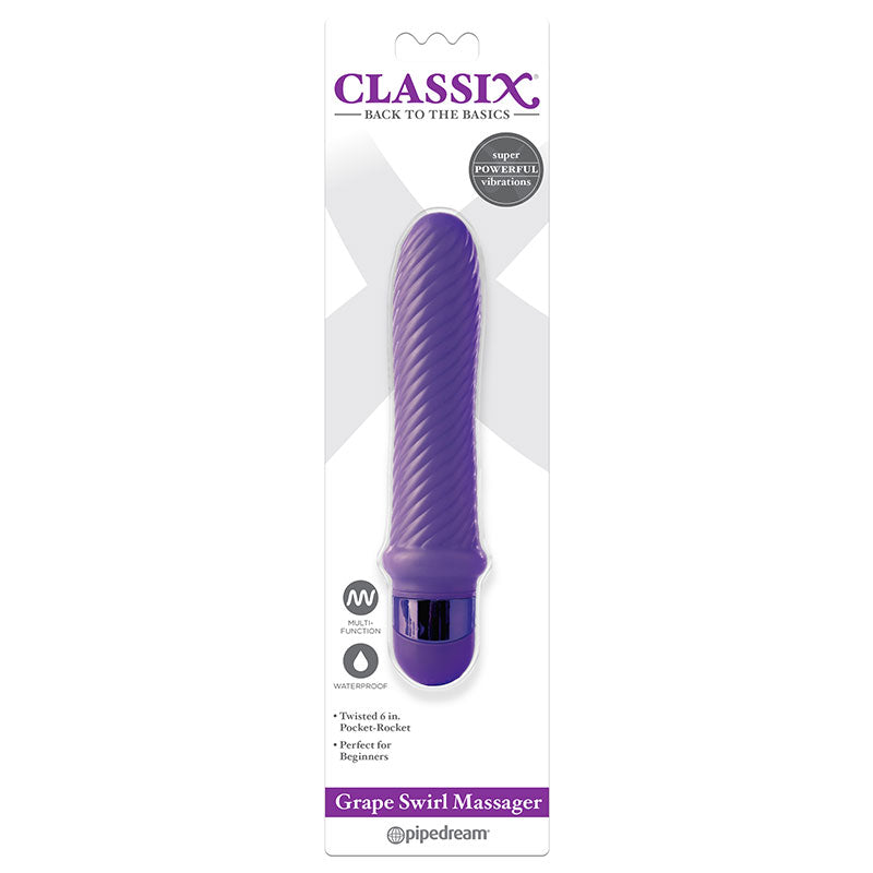 Masajeador Pipedream Classix Grape Swirl de 6 pulgadas, vibrador morado