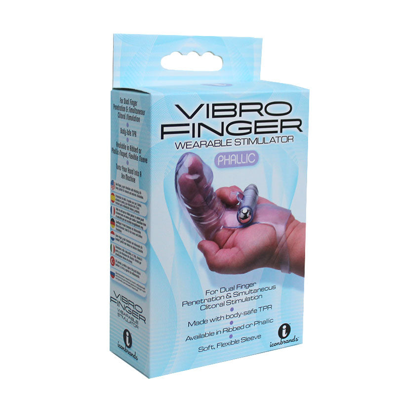 Masajeador de dedos fálico VibroFinger de 9's, morado