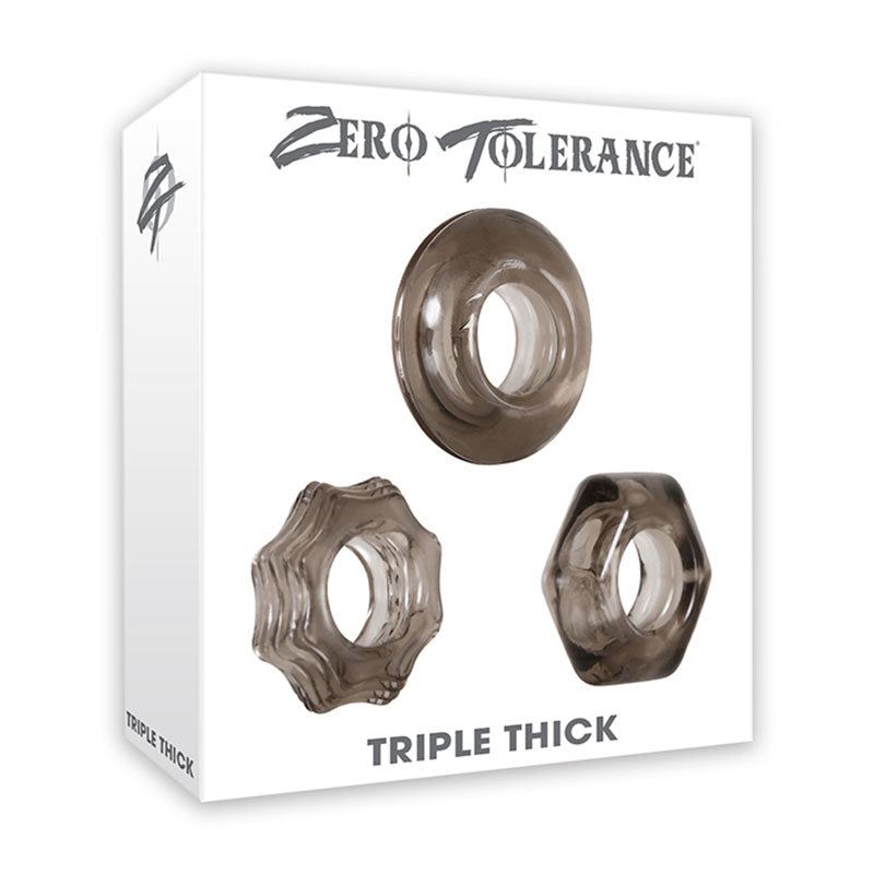 Juego de anillos para el pene de 3 piezas de triple grosor Zero Tolerance Smoke