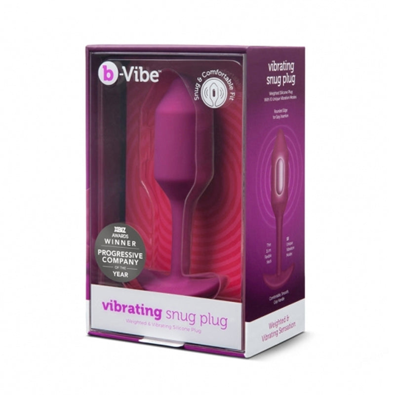 Tapón anal de silicona con peso recargable b-Vibe Vibrating Snug Plug 2, color rosa
