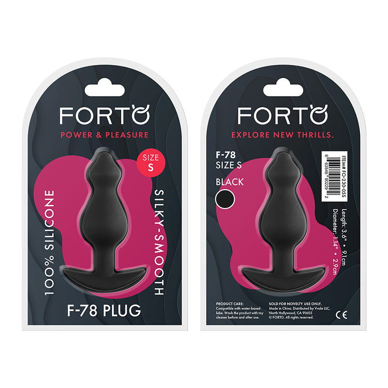 Plug anal de silicona Forto F-78 Pointee, tamaño pequeño, color negro