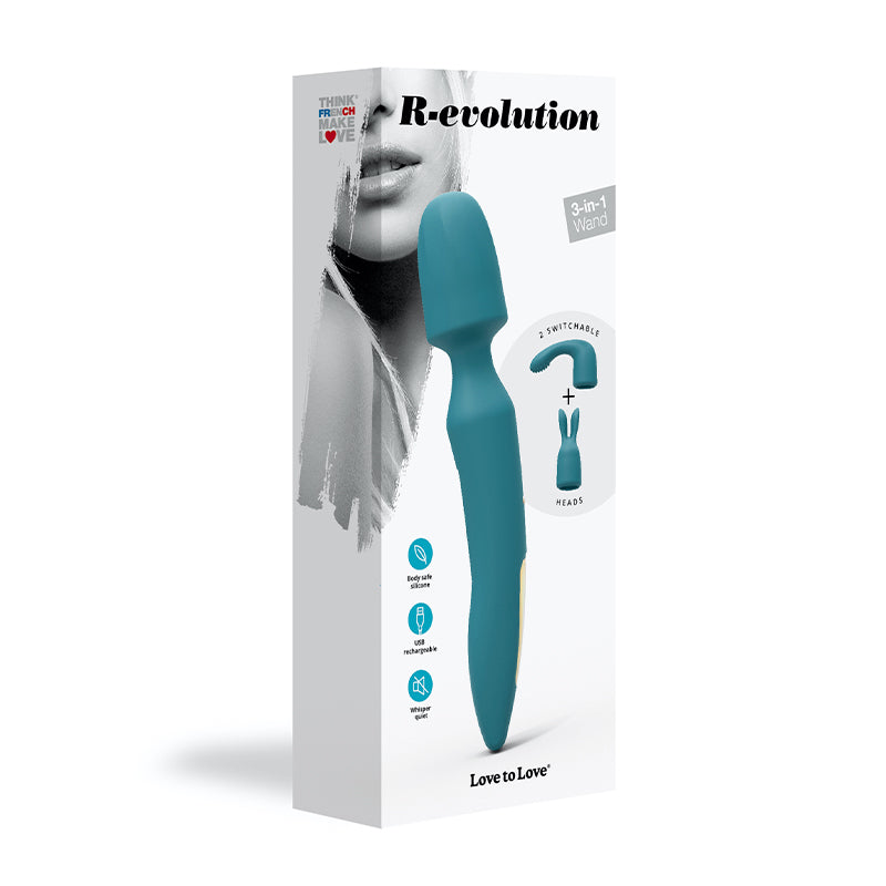 Vibrador varita recargable 3 en 1 Love to Love R-evolution azul