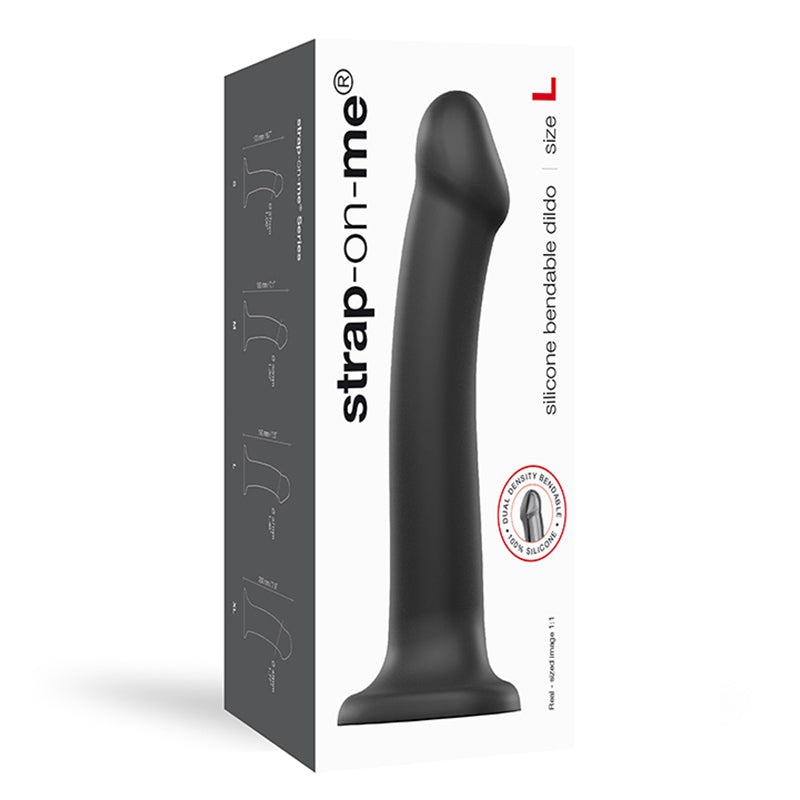 Consolador flexible de silicona de doble densidad Strap-On-Me, negro, talla L