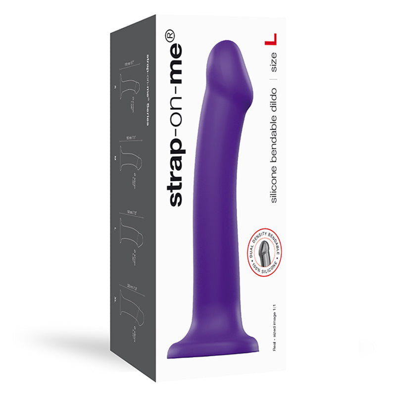 Consolador con ventosa de silicona de doble densidad flexible Strap-On-Me, morado, L