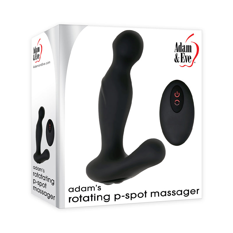 Masajeador de punto P giratorio Adam's Adam, recargable, con control remoto, vibrador y estimulador de próstata giratorio, color negro