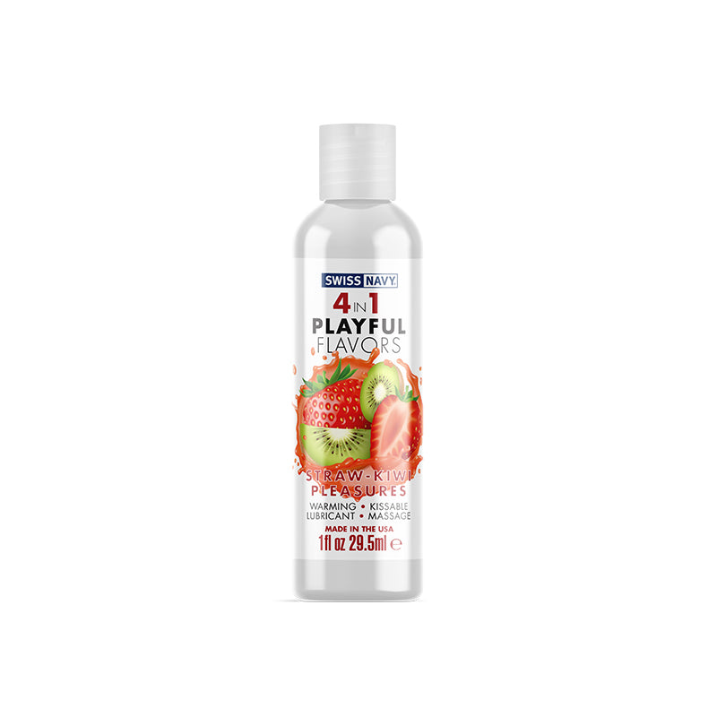 Swiss Navy 4 en 1 Sabores Divertidos Placeres de Paja y Kiwi 1 oz.