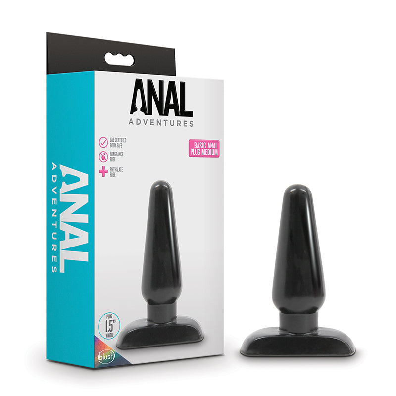 Plug anal básico Blush Anal Adventures, tamaño mediano, negro