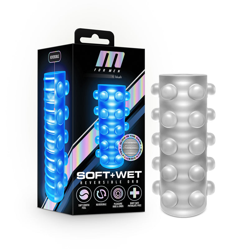 Blush M for Men Soft + Wet Reversible Orb Glow in the Dark Autolubricante Stroker Frosted