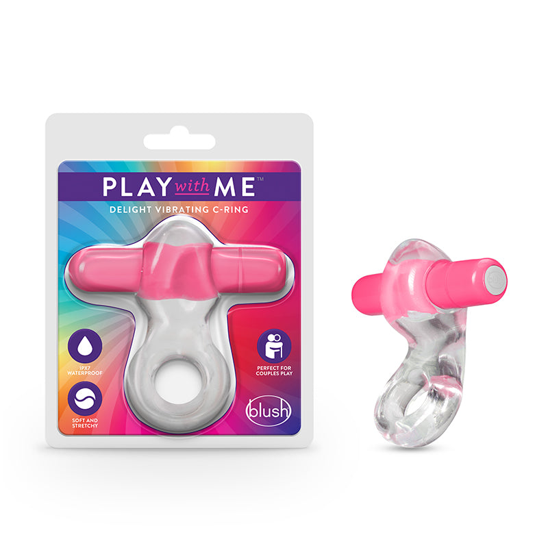 Anillo vibrador en forma de C Blush Play with Me Delight, color rosa