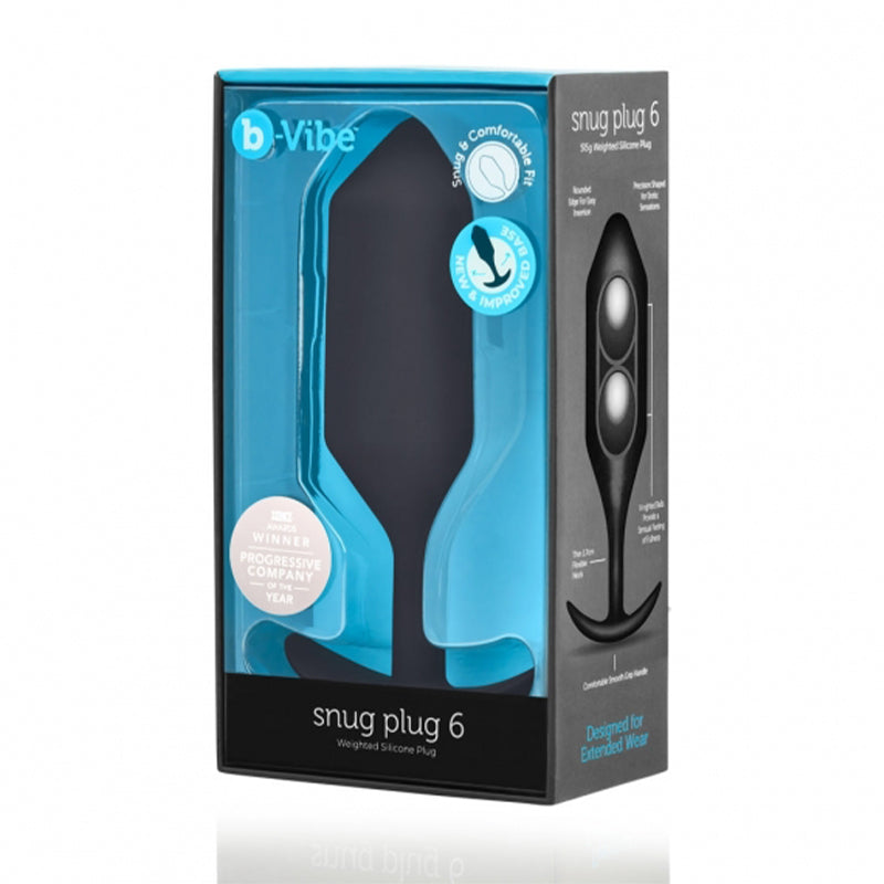 Tapón anal de silicona con peso b-Vibe Snug Plug 6, color negro