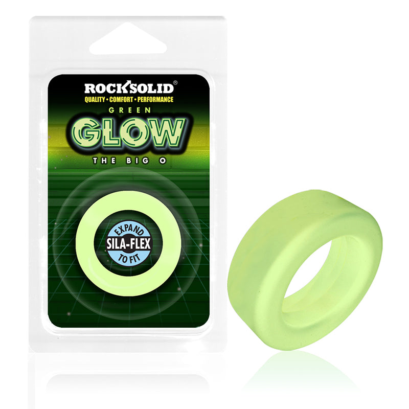 Anillo en forma de O grande Sila-Flex de Rock Solid que brilla en la oscuridad, color verde