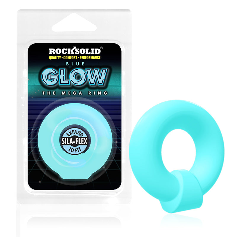 Anillo Mega Rock Solid Sila-Flex que brilla en la oscuridad, azul