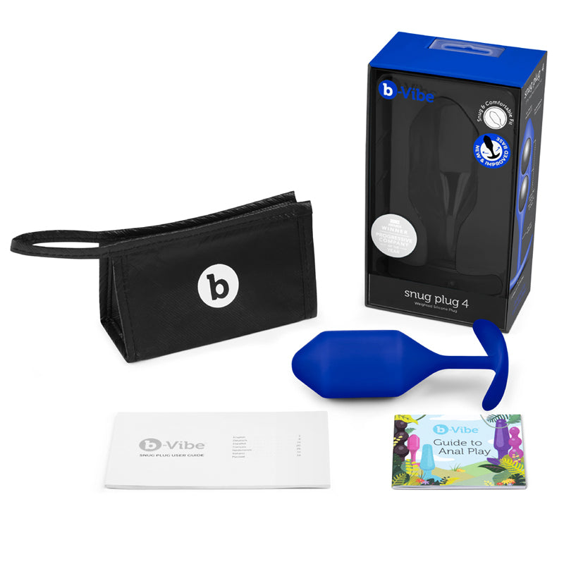 Tapón anal de silicona con peso b-Vibe Snug Plug 4, color azul marino