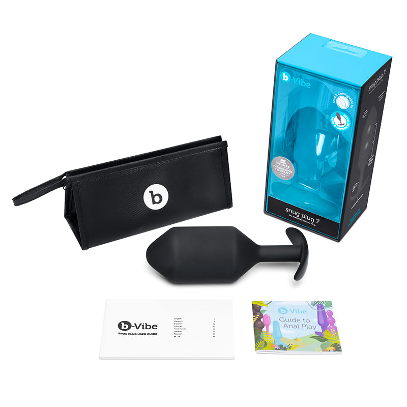 Tapón anal de silicona con peso b-Vibe Snug Plug 7, color negro