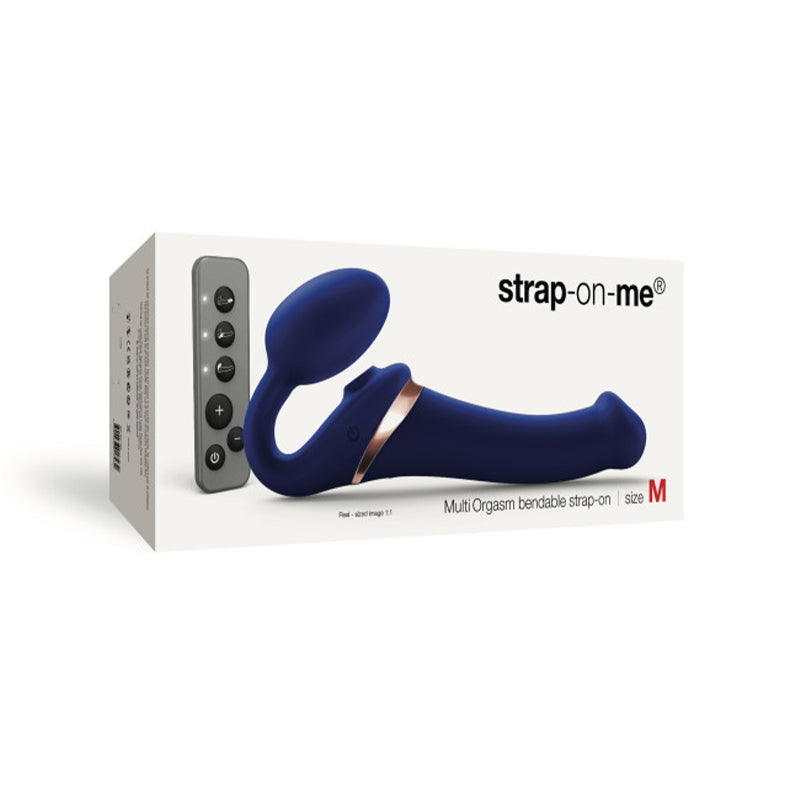 Strap-On-Me - Correa flexible multiorgásmica recargable con control remoto, color azul noche, talla M