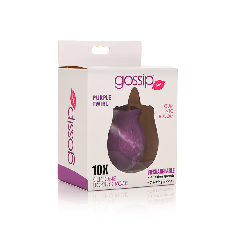 Juguetes Curve Gossip Cum Into Bloom Recargable Silicona Lamiendo Rosa Púrpura Twirl