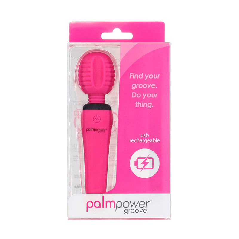 Masajeador de silicona recargable PalmPower Groove Mini Wand fucsia