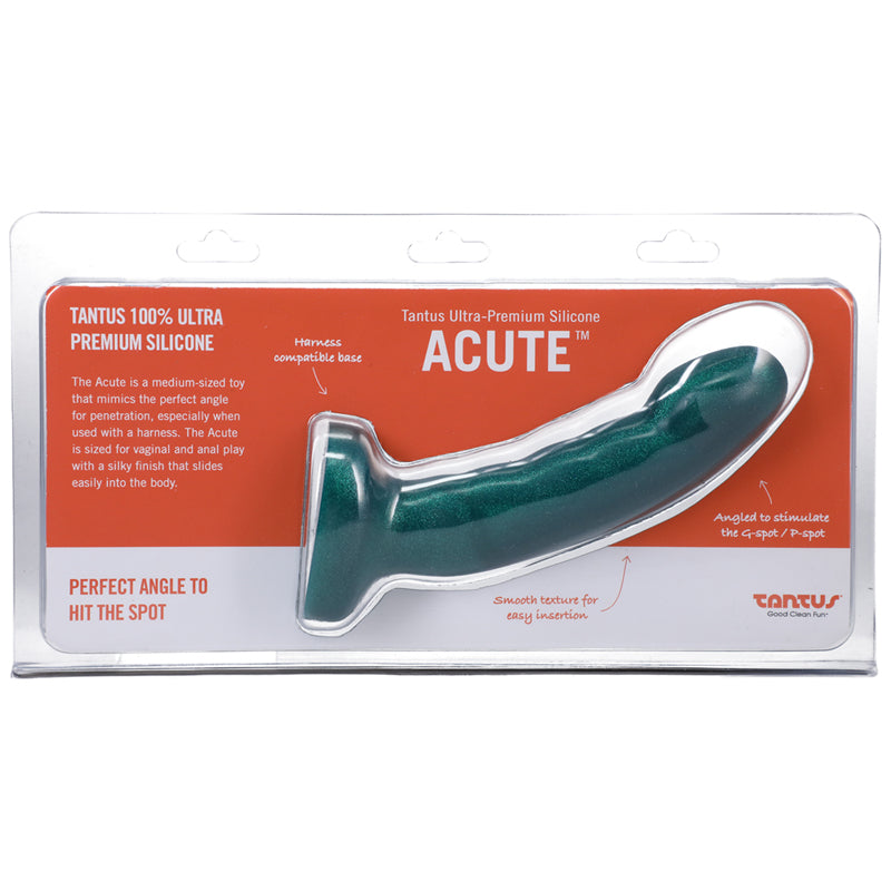 Consolador curvo Tantus Acute de 5.5 pulgadas, firmeza media, color esmeralda