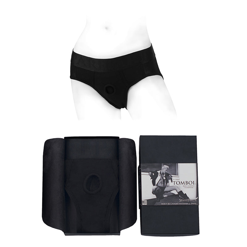 SpareParts Tomboi Rayon Briefs Arnés Negro Talla XL