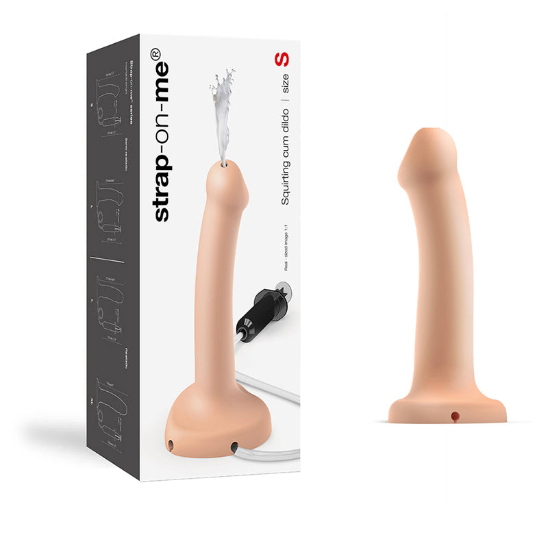 Consolador de silicona semirealista con correa para chorros de semen, color vainilla, talla S (líquido no incluido)