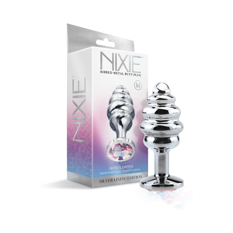 Tapón anal de metal acanalado Nixie Honey Dipper mediano