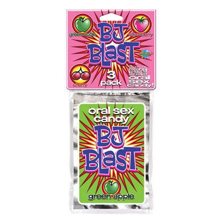 Paquete de 3 caramelos para sexo oral BJ Blast (fresa, cereza y manzana verde)