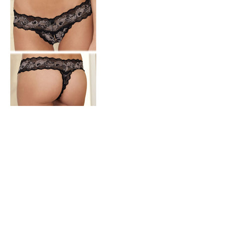 Rene Rofe Crotchless Lace V-Thong S/M