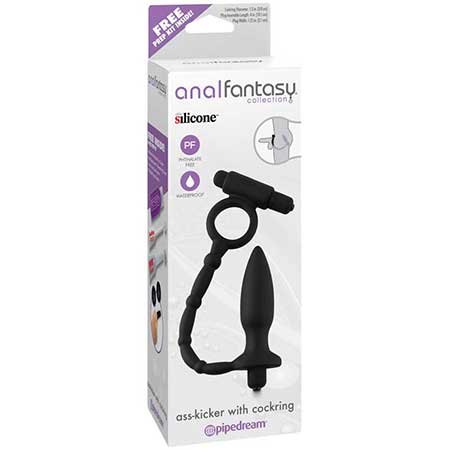 Pipedream Anal Fantasy Collection Vibrating Silicone Ass-Kicker With Cockring Black