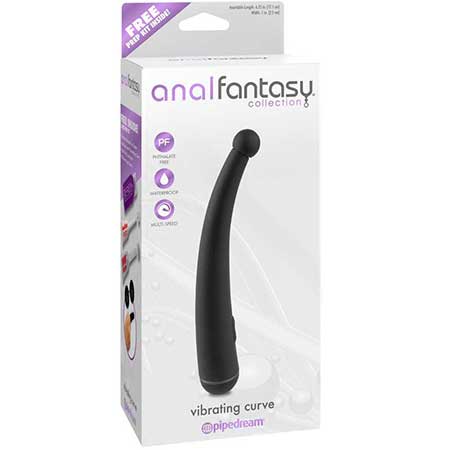 Masajeador de próstata con curva vibratoria, colección Anal Fantasy de Pipedream, color negro