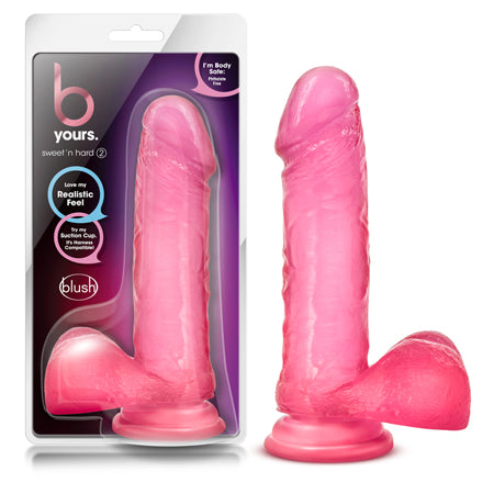 Blush B Yours Sweet 'n Hard 2 Realistic 7.75 in. Dildo with Balls & Suction Cup Pink