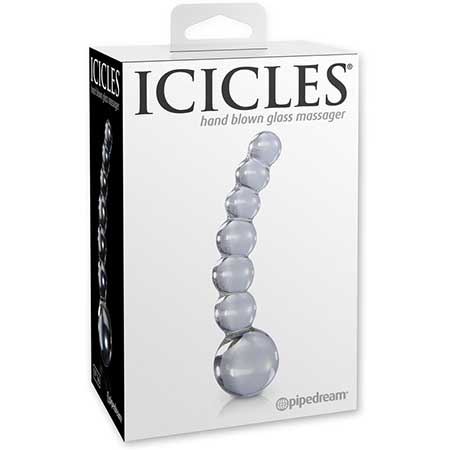 Pipedream Icicles No. 66 Curved Beaded 4.75 in. Glass Dildo Clear