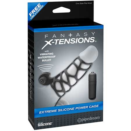 Pipedream Fantasy X-tensions Vibrating Extreme Silicone Power Cage Black