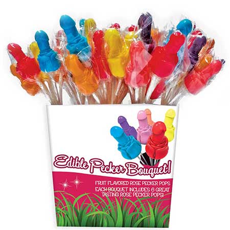 Pecker Candy Bouquet - 72pc Pail Display (12 Bundles)